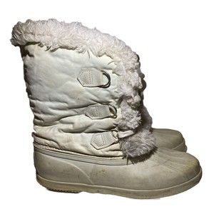 Vintage Sorel Winter Snow Boots Women 9 White Insulated Waterproof Canada